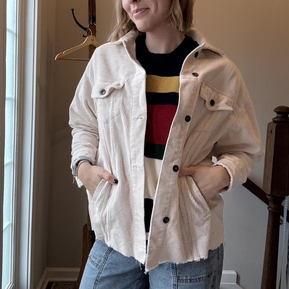ZARA Cream Corduroy Oversized Jacket